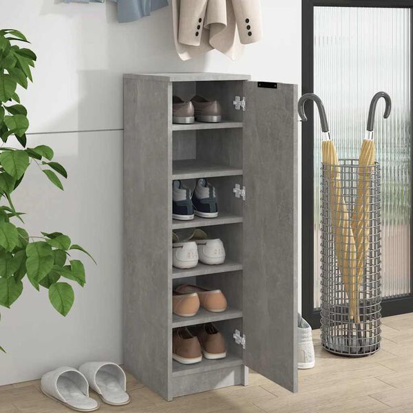 vidaXL Armoire &agrave; chaussures Gris b&eacute;ton 30x35x100 cm Bois d'ing&eacute;nierie