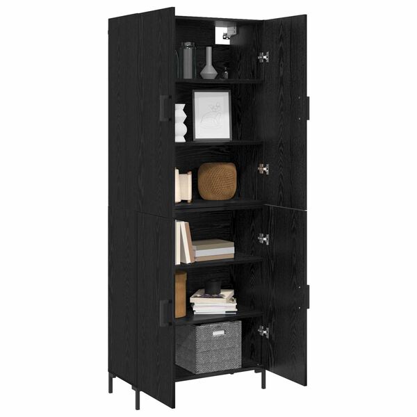 vidaXL Haut Armoire Ch&ecirc;ne noir 69,5 x 34 x 180 cm Bois d'ing&eacute;nierie