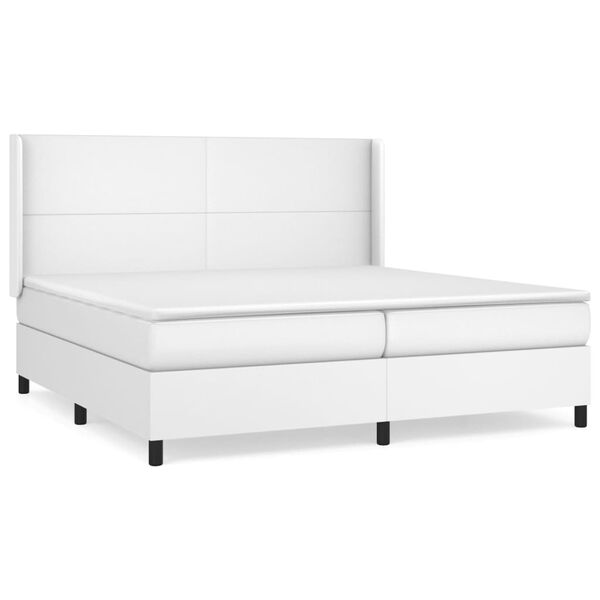 vidaXL Sommier &agrave; lattes de lit avec matelas Blanc 200x200cm Similicuir