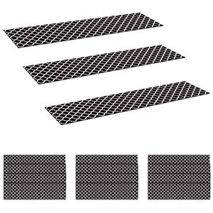 vidaXL Tapis d'escalier 15 pc 76 x 20 cm Noir et Blanc Polyester