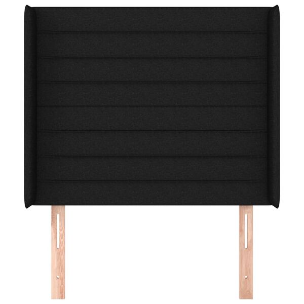 vidaXL T&ecirc;te de lit avec oreilles Noir 83x16x118/128 cm Tissu