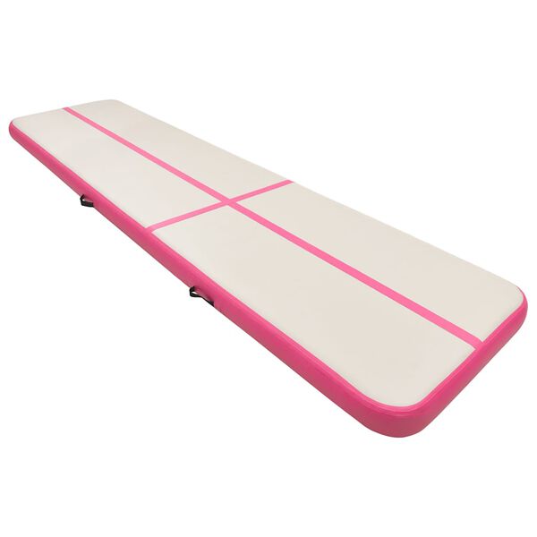 vidaXL Tapis gonflable de gymnastique avec pompe 800x100x15cm PVC Rose