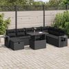 vidaXL Salon de jardin 9 pcs avec coussins noir r&eacute;sine tress&eacute;e