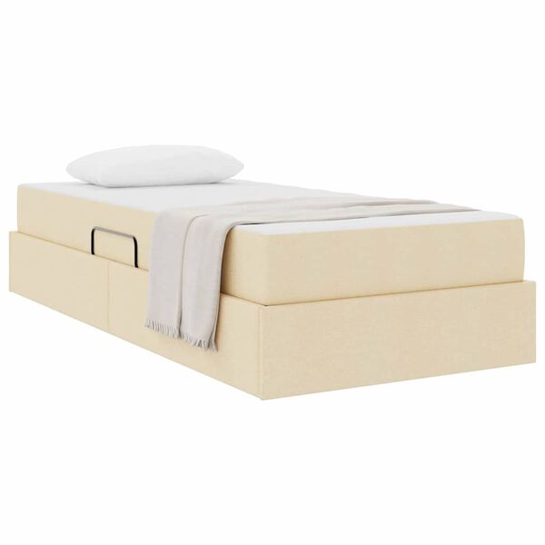 vidaXL Lit avec rangement et matelas Cr&egrave;me 100 x 200 cm Polyester