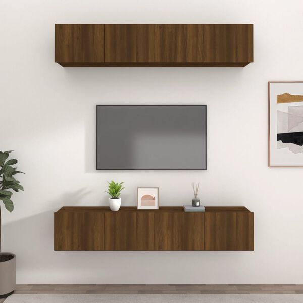 vidaXL Meubles TV 4 pcs ch&ecirc;ne marron 80x30x30 cm bois ing&eacute;nierie
