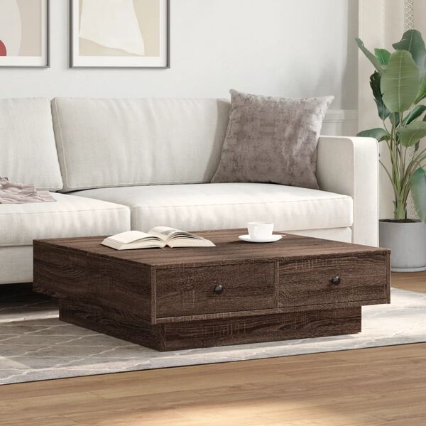 vidaXL Table basse Ch&ecirc;ne marron 90x90x28 cm Bois d'ing&eacute;nierie