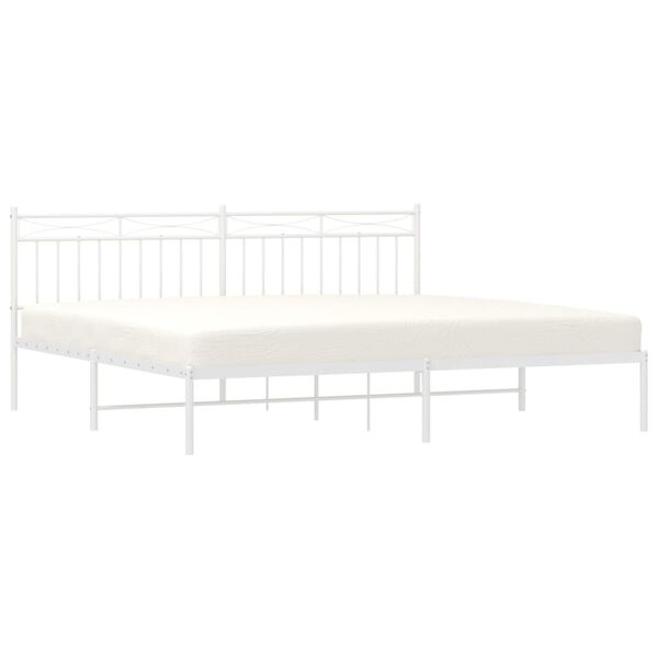 vidaXL Cadre de lit m&eacute;tal sans matelas et t&ecirc;te de lit blanc 200x200 cm