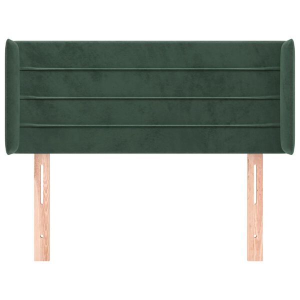 vidaXL T&ecirc;te de lit avec oreilles Vert fonc&eacute; 93x16x78/88 cm Velours