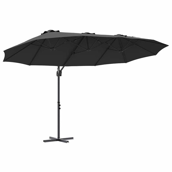 vidaXL Parasol cantilever de jardin Noir 372 x 198 x 243 cm