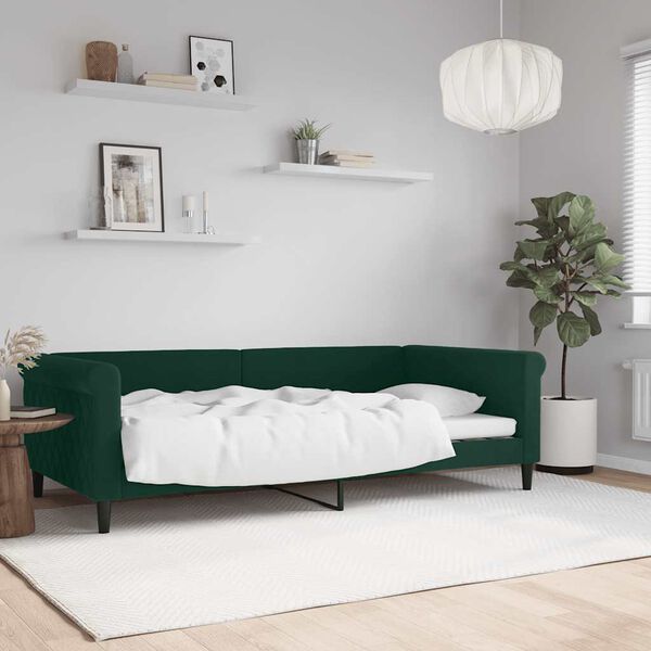 vidaXL Lit de repos sans matelas vert fonc&eacute; 100x200 cm velours