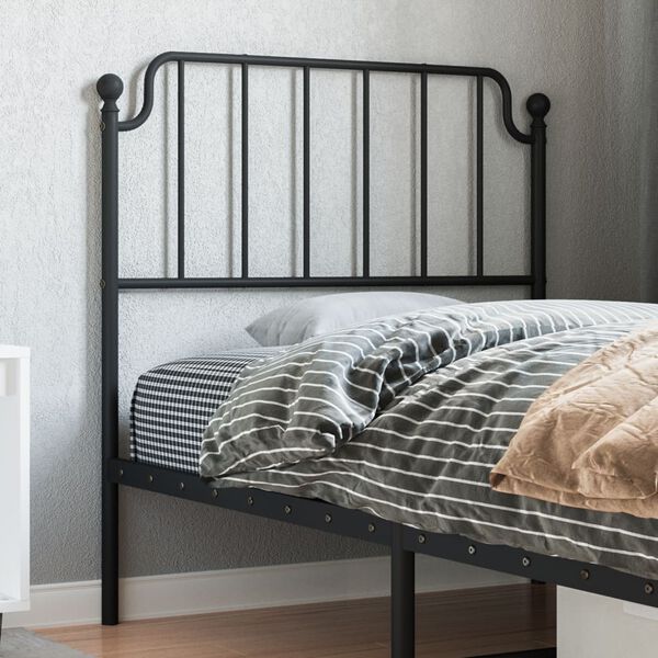 vidaXL T&ecirc;te de lit de remplacement m&eacute;tal noir 90 cm