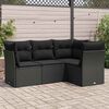 vidaXL Salon de jardin 4 pcs avec coussins noir r&eacute;sine tress&eacute;e