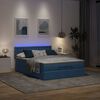 vidaXL Lit ottoman avec matelas et LED bleu 140x190 cm tissu