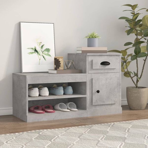 vidaXL Armoire &agrave; chaussures gris b&eacute;ton 100x42x60 cm bois d'ing&eacute;nierie