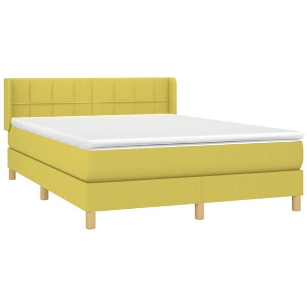 vidaXL Sommier &agrave; lattes de lit avec matelas Vert 140x200 cm Tissu