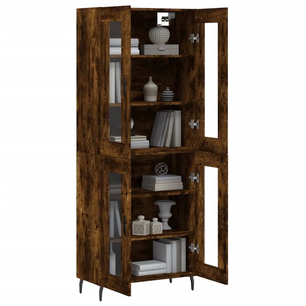 vidaXL Buffet haut Ch&ecirc;ne fum&eacute; 69,5x34x180 cm Bois d'ing&eacute;nierie