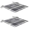 vidaXL Chaises de jardin lot de 2 avec coussins &agrave; carreaux gris Teck