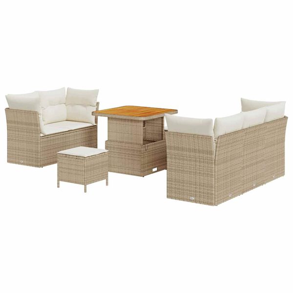 vidaXL Ensemble de canap&eacute; de jardin avec coussin 8 pcs beige et cr&egrave;me