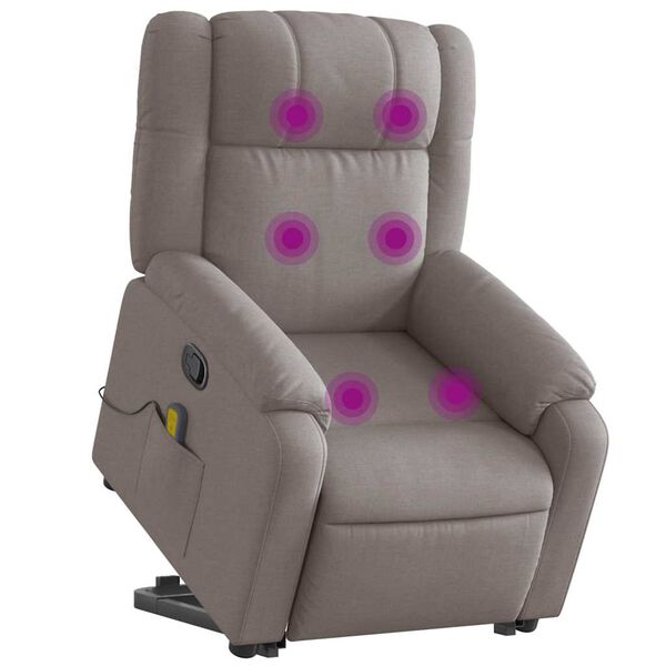 vidaXL Fauteuil inclinable de massage Taupe Tissu