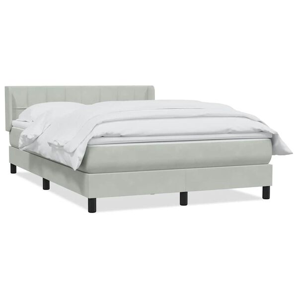 vidaXL Sommier &agrave; lattes de lit et matelas gris clair 140x210cm velours