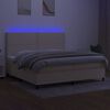 vidaXL Sommier &agrave; lattes de lit et matelas et LED Cr&egrave;me 200x200cm Tissu