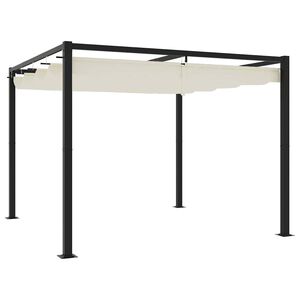vidaXL Tonnelle de jardin avec toit r&eacute;tractable cr&egrave;me 3x3 m acier