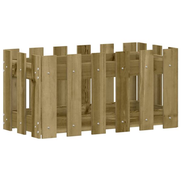 vidaXL Jardini&egrave;re avec design de cl&ocirc;ture 60x30x30 cm pin impr&eacute;gn&eacute;