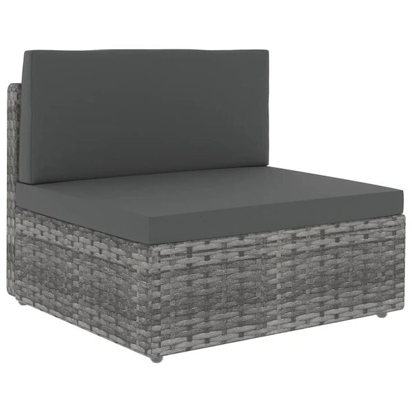 vidaXL Salon de jardin 9 pcs avec coussins Gris R&eacute;sine tress&eacute;e