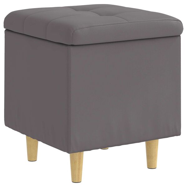 vidaXL Pouf de rangement avec coussin Gris 40 x 40 x 45 cm Simili cuir