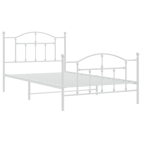 vidaXL Cadre de lit m&eacute;tal sans matelas et pied de lit blanc 100x200 cm