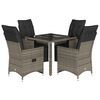 vidaXL Ensemble de bistro de jardin 5 pcs coussins gris poly rotin