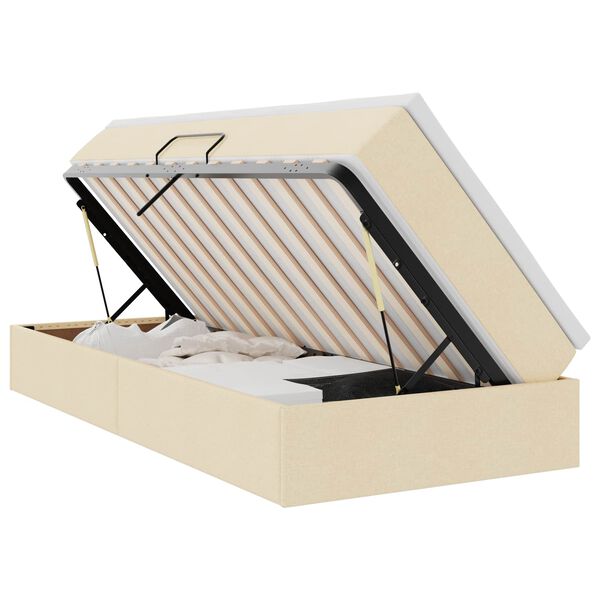 vidaXL Lit avec rangement et matelas Cr&egrave;me 100 x 200 cm Polyester