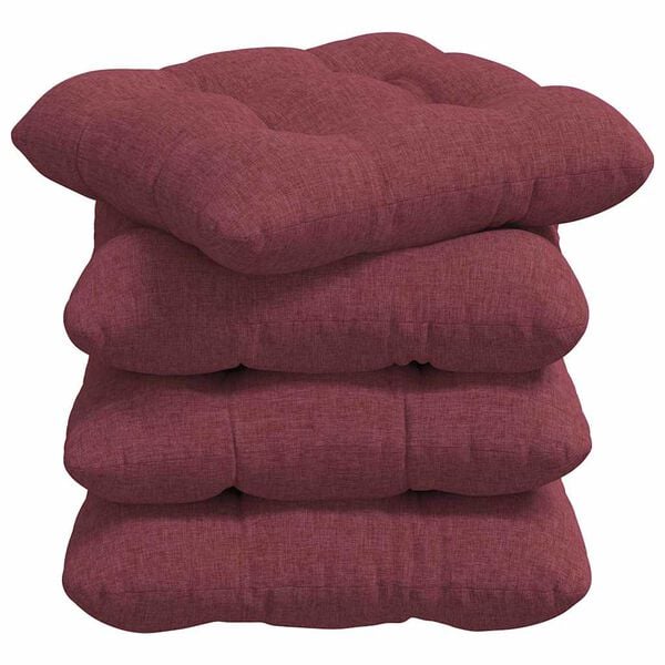 vidaXL Coussins de si&egrave;ge 4 pcs Bordeaux 45 x 45 x 12 cm tissu