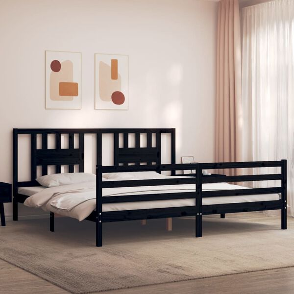 vidaXL Cadre de lit sans matelas noir 200x200 cm bois massif