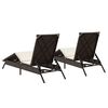 vidaXL Chaises longues avec coussins lot de 2 marron r&eacute;sine tress&eacute;e