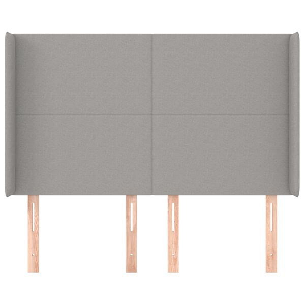 vidaXL T&ecirc;te de lit avec oreilles Gris clair 147x16x118/128 cm Tissu