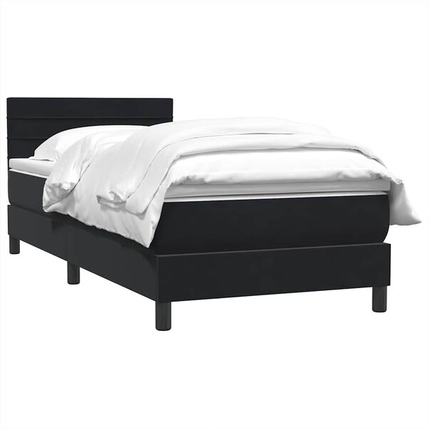 vidaXL Sommier &agrave; lattes de lit avec matelas noir 90x210 cm velours