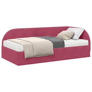 vidaXL Cadre de lit d'angle avec matelas 2 pc Bordeaux 80 x 200 cm