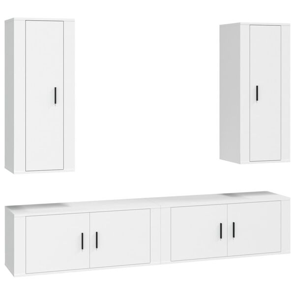 vidaXL Ensemble de meubles TV 4 pcs Blanc Bois d'ing&eacute;nierie