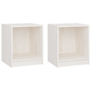 vidaXL Tables de chevet 2 pcs Blanc 35,5x33,5x41,5 cm Pin massif