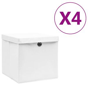 vidaXL Bo&icirc;tes de rangement avec couvercles 4 pcs 28x28x28 cm Blanc