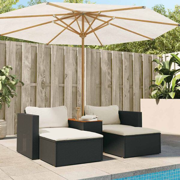 vidaXL Salon de jardin 5 pcs avec coussins noir résine tressée acacia
