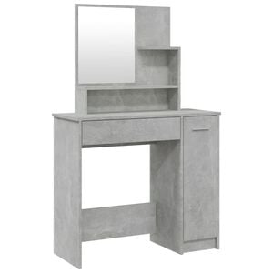 vidaXL Coiffeuse avec miroir Gris b&eacute;ton 86,5x35x136 cm