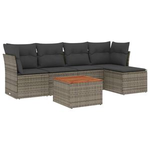 vidaXL Salon de jardin 6 pcs avec coussins gris r&eacute;sine tress&eacute;e