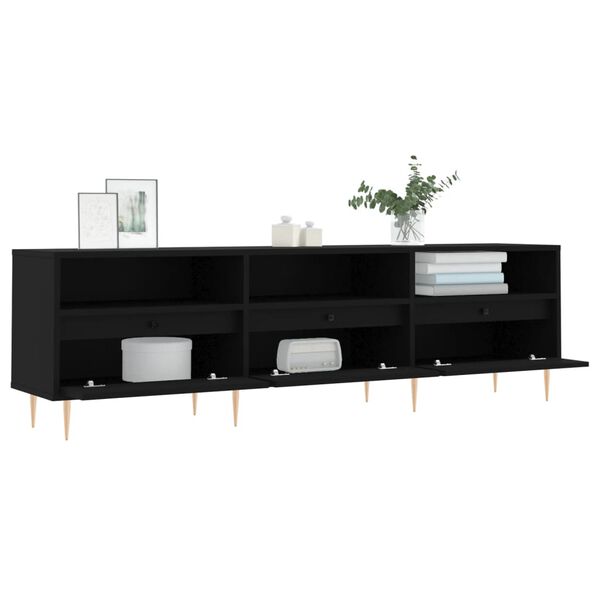 vidaXL Meuble TV noir 150x30x44,5 cm bois d'ingénierie