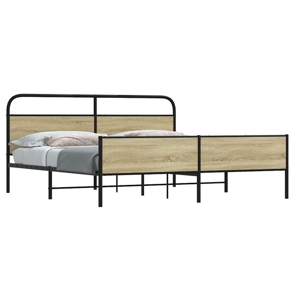 vidaXL Cadre de lit en métal sans matelas chêne sonoma 180x200 cm