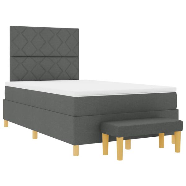 vidaXL Lit &agrave; ressorts avec matelas Gris fonc&eacute; 120 x 190 cm tissu