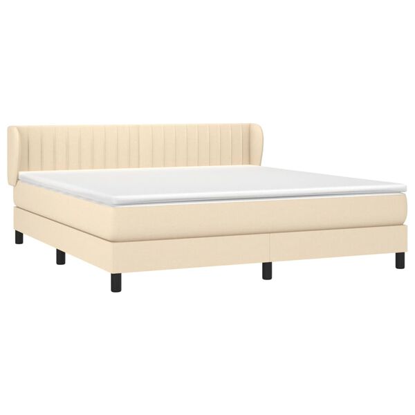 vidaXL Sommier &agrave; lattes de lit avec matelas Cr&egrave;me 180x200 cm Tissu