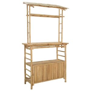 vidaXL Table de bar ext&eacute;rieure Naturel 110 x 50 x 210 cm Bambou