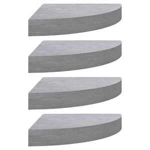vidaXL &Eacute;tag&egrave;res d'angle murales 4 pcs Gris b&eacute;ton 35x35x3,8 cm MDF